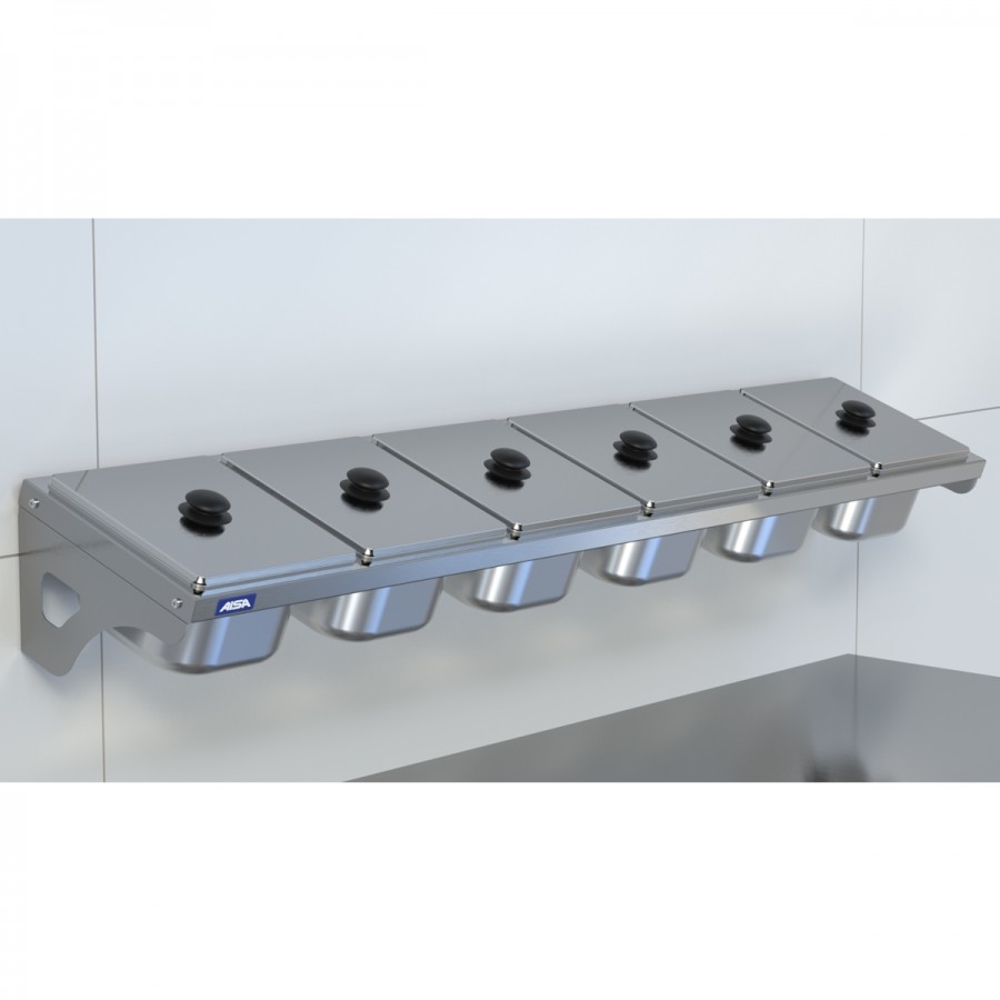 Condimentadora de Parede 6 Cubas Inox 1/6 100mm - Aisa
